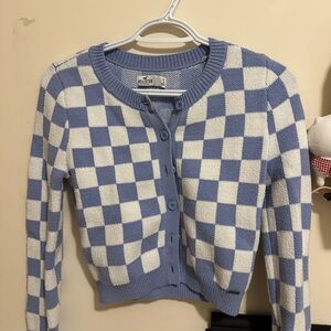 Hollister Blue and White Checkered Women's Sweater